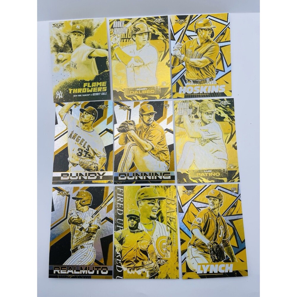 2022 Topps Fire Gold Minted Parallel & Insert Lot (9) Cole Baez RC Baseball
